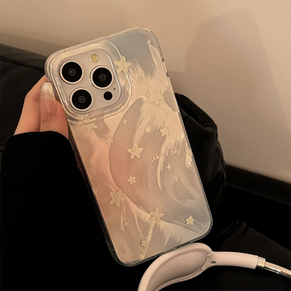 Роскошный градиентный светло-желтый чехол со сверкающими звездами для телефона