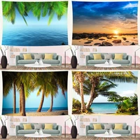 tropical palm tree beach hanging wall cloth sunset sea tapestry nature landscape wave tapestries living room bedroom home decor