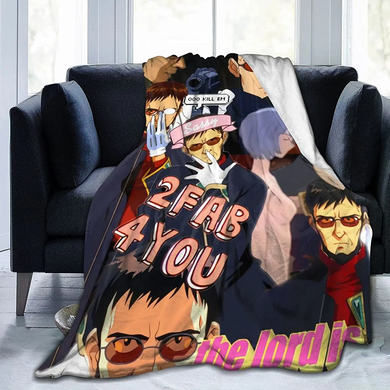 

Gendo Ikari Fluffy Soft and Comfortable Blanket, Anime Warm Embrace of Sympathy