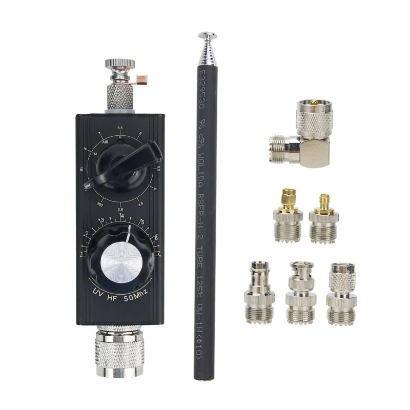 

HamGeek Mini-ANT 20 Вт QRP антенна всех диапазонов HF 5 МГц-55 МГц настраиваемая антенна Коротковолновая антенна с адаптерами