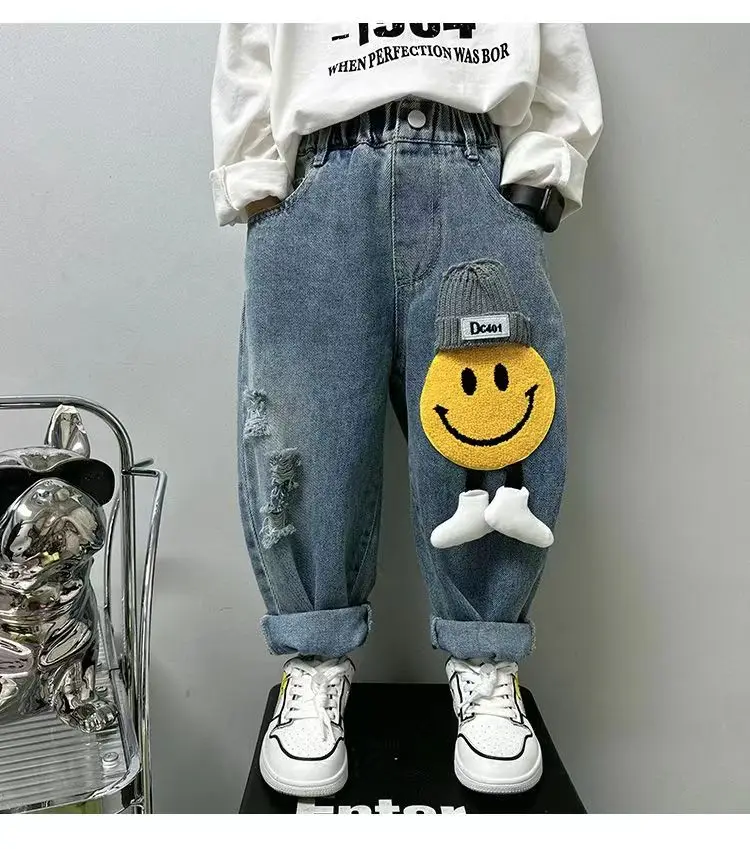 

Boys Cowboy Spring And Autumn 2023 New Boys Children's Pants Loose Cartoon Fashion Everything Matching Street Style Pants