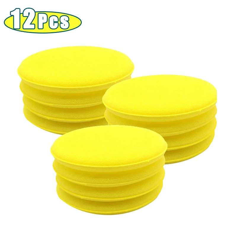 

12PCS 4”Car Wax Applicator Round Shaped Sponge Cars Wax Applicator Foam Sponge Ultra-Soft Cleaning Tool