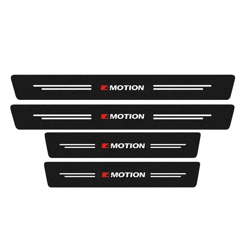 

4 шт., защитная наклейка на порог автомобиля из углеродного волокна с 4 логотипами движения для Volkswagen vw 4 Motion Tiguan golf 7 8 polo Car