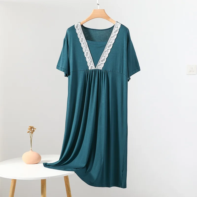 Летняя Модальная кружевная ночная рубашка принцессы Женская свободная с