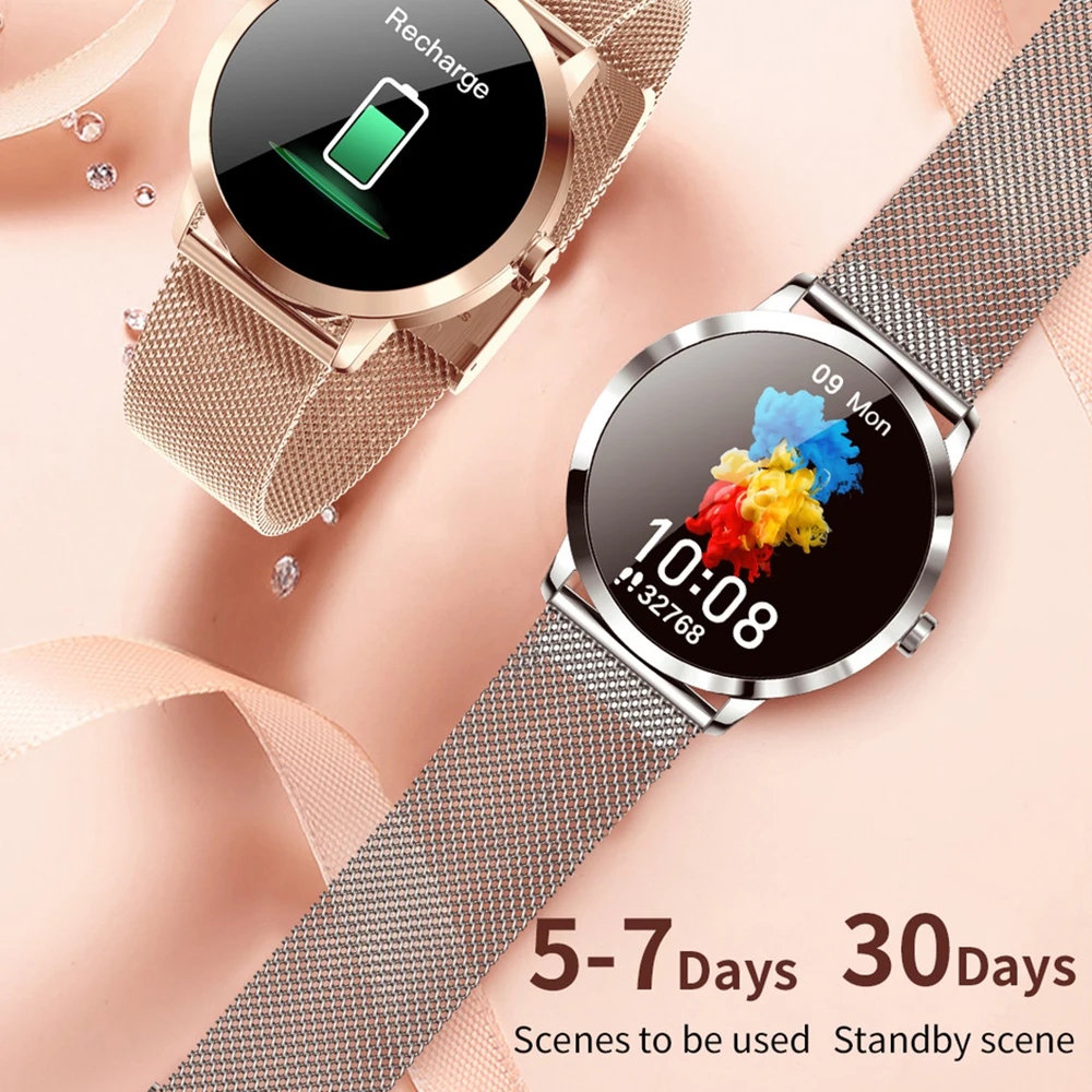 

Новинка, женские умные часы Q8H с Полноразмерным сенсорным цветным экраном, напоминания о вызовах, информация, Push-уведомления, физиологическ...