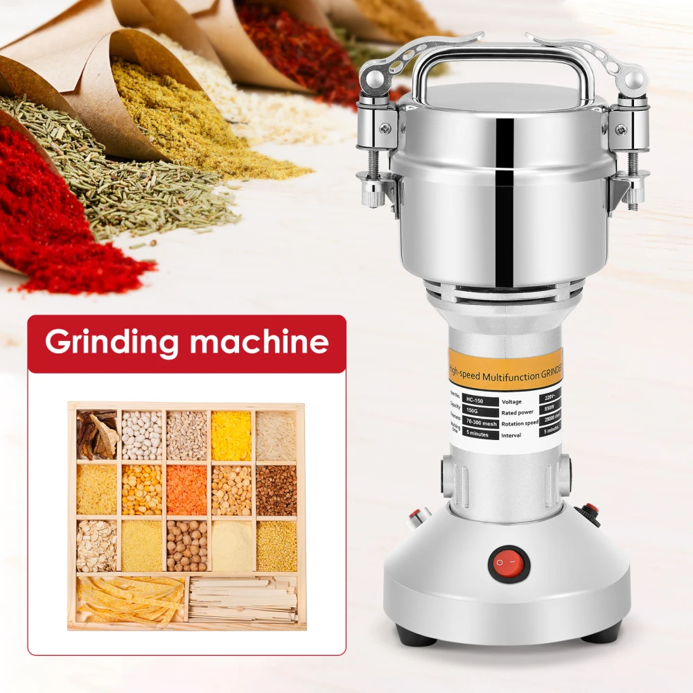 

Portable Electric Grain Grinder 220V Grinding Mechanism Powder Machine 3 Blade Timing Grinder Coffee Food Processor (150g)