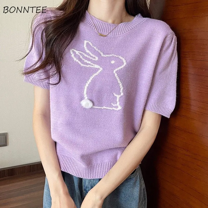 

Pullovers Women Rabbit Sweet Korean Style Soft Warm Temperament Simple All-match Leisure Fashion Popular Schoolgirls Autumn New