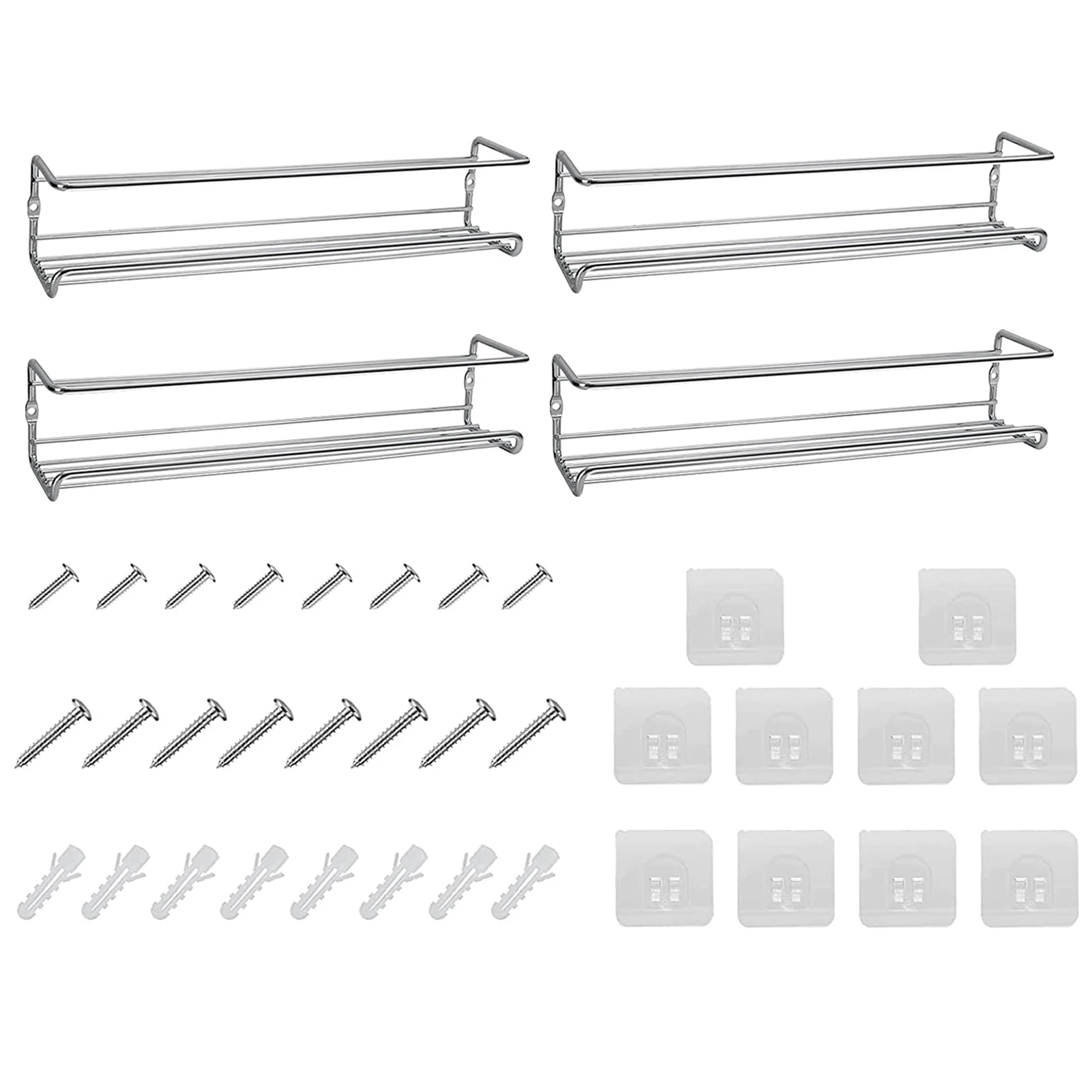 

4pc Spice Rack Organizer Wall Mount Shelf Pantry Organization Storage Seasoning Organizer Space-Saving Shelves Kitchen Bathroom