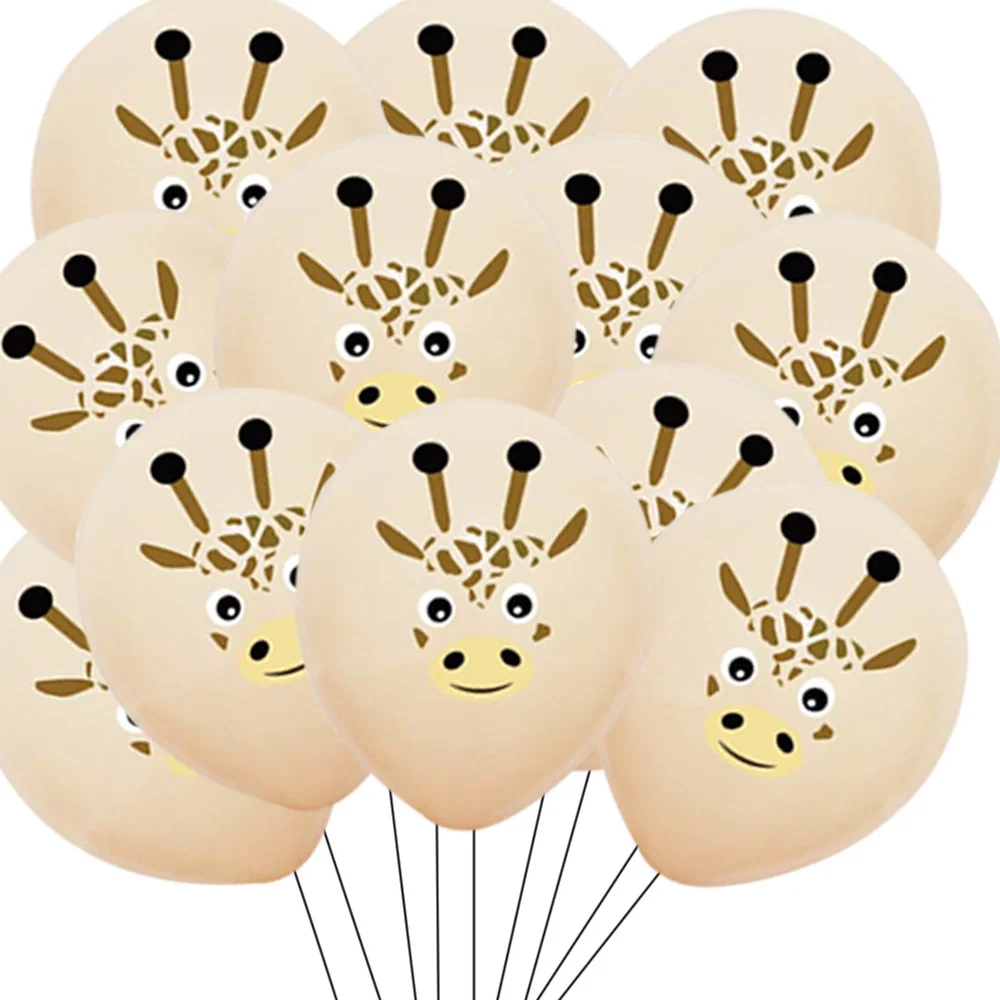 10pcs Carton Monkey/Tiger/Elephant/Giraffe Pattern Balloons for Wild Animal Jungle Safari Birthday Decoration DIY Party Supplies images - 6