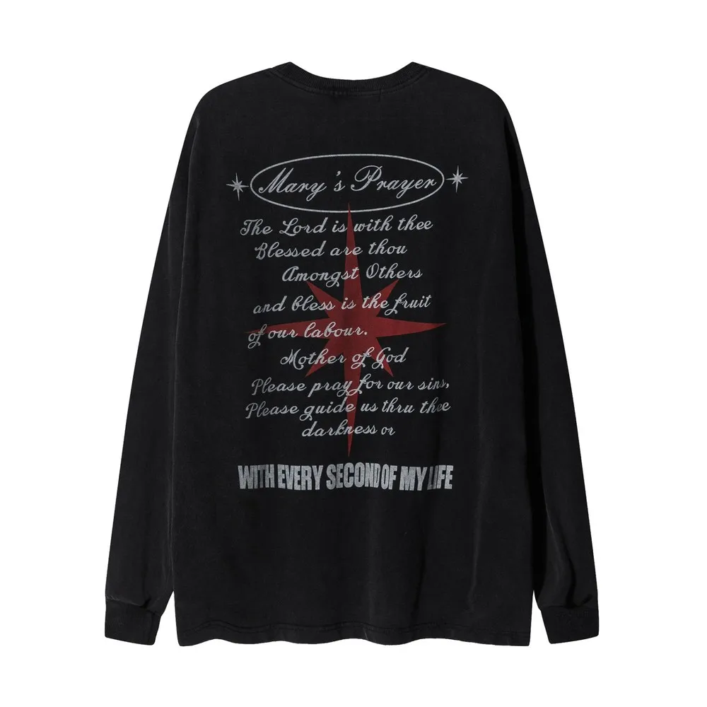 

Letter Print Cotton Terry Men's Oversize Tshirt Sweatshirt Long Sleeve Y2k Grunge Mens Fashion Graphic T Shirt Tops Streetwear