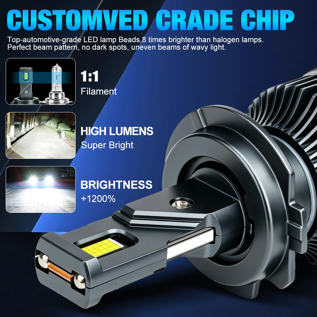 Фото XSTORM H7 LED Light 600W 60000LM LED H4 Автомобильные фары H1 H11 Противотуманные фары Canbus Auto Turbo Lamps Ampoule led h7 Фары 6000K №3