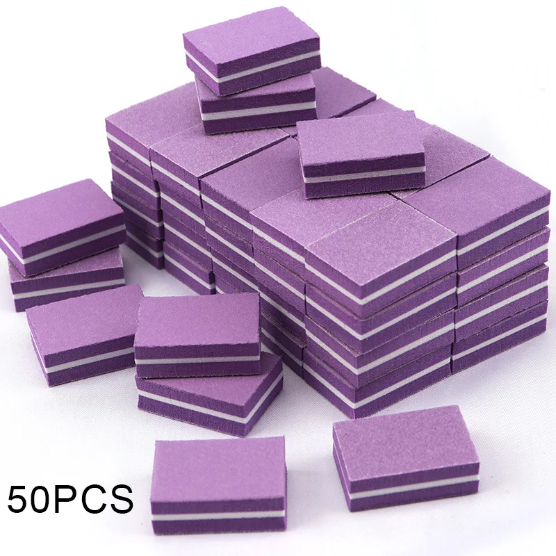 

50pcs/lot Coloful Nail Sponge Nail File Buffer Block Buffing Sanding Professional Nail Tools Double Sided Pedicure Manicure