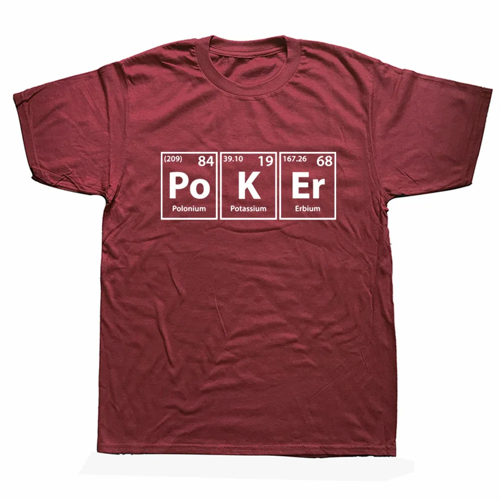 

Poker Periodic Spelling T-shirt Men Summer Short Sleeve Cotton Funny Gamer Periodic Harajuku T Shirts Men Boyfriend Gift