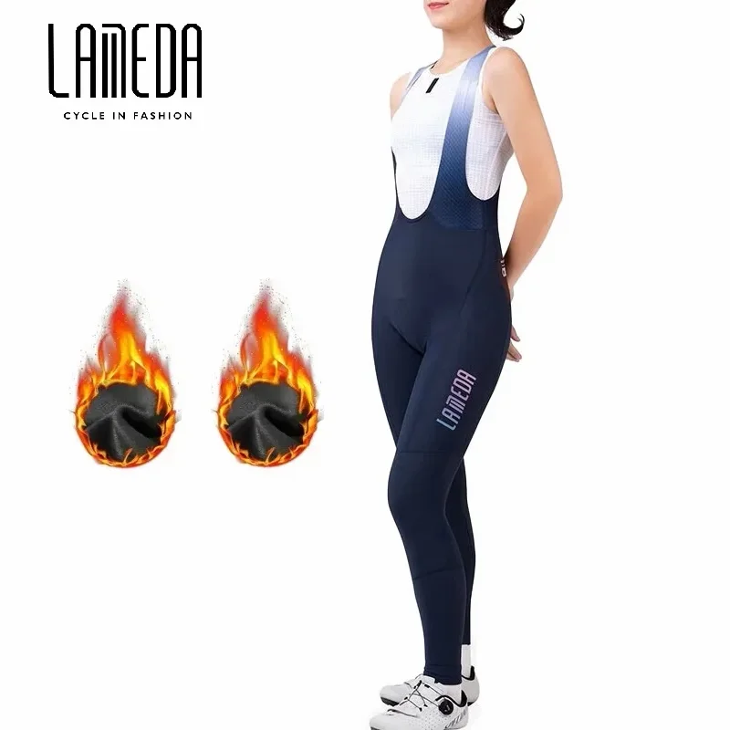 

Женские зимние теплые флисовые брюки для велоспорта Lameda, женские зимние велосипедные брюки, длинные брюки, ветрозащитные велосипедные брюки