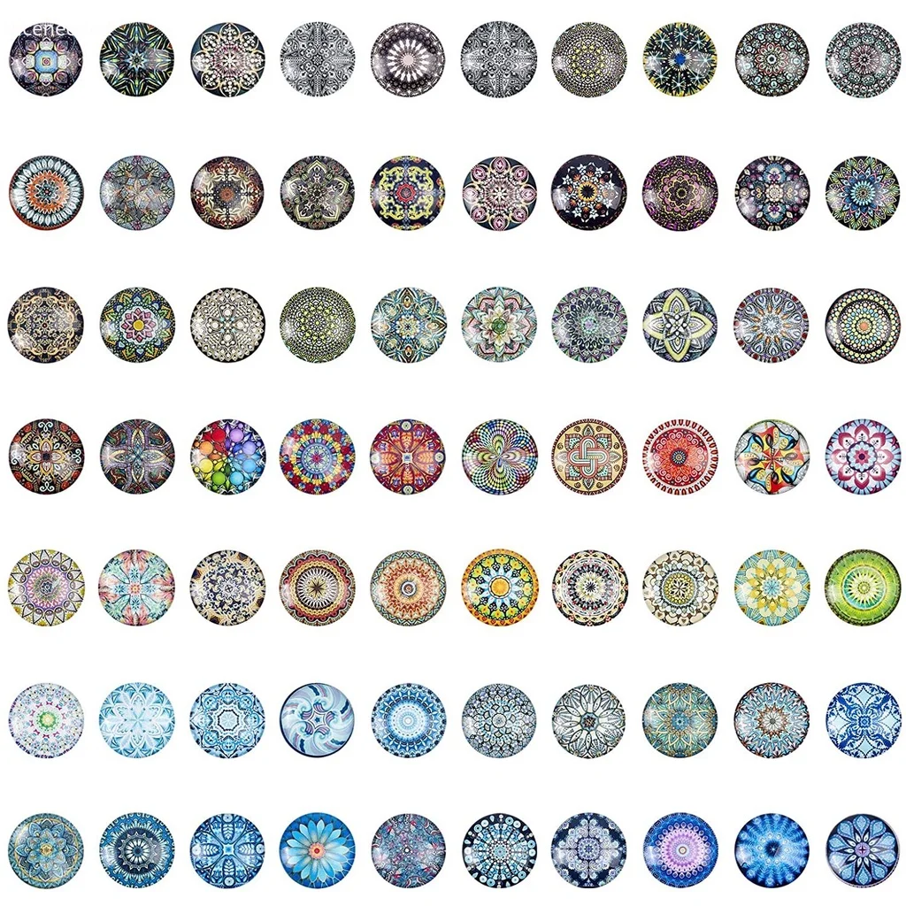 

70 Pcs 25mm Printed Glass Cabochons Flatback Dome Cabochons Mosaic Tile for Photo Pendant Making Jewelry Cathedral Glass Color