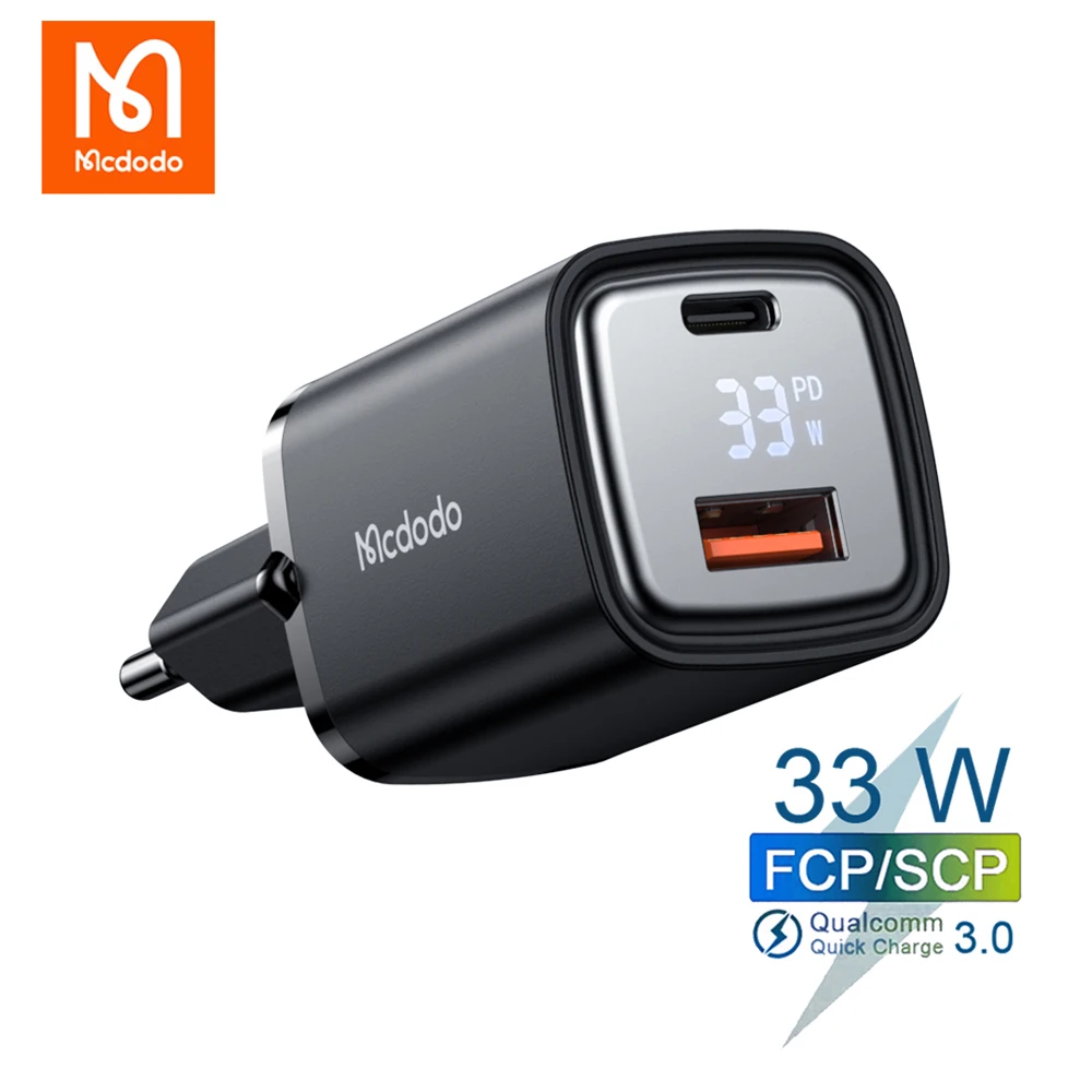 Mcdodo 33W PD быстрое зарядное устройство USB Type C цифровой дисплей двойной порт для iPhone