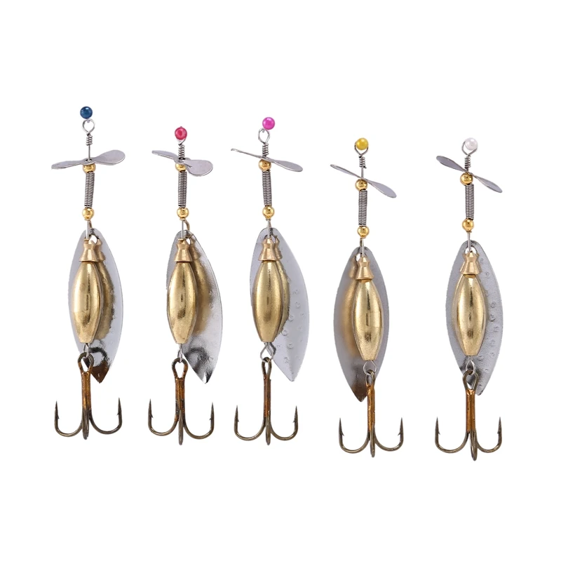 

Lot 5 Sinking Spinner Spoon Bait Fishing Lure Artificial Hard Bait for Trout Bass Pike Fishing Tackle Equipment 15g/9.8cm