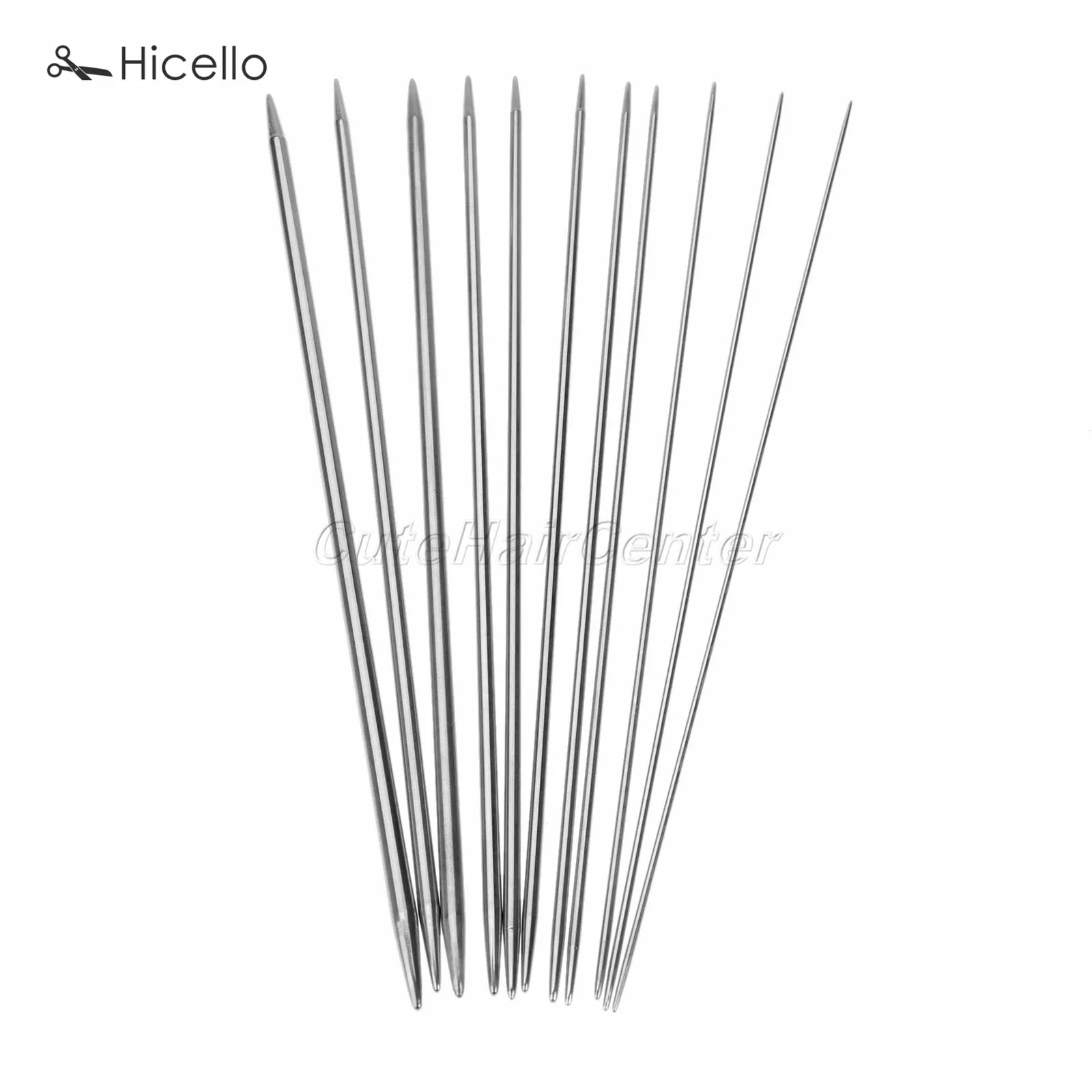 

44pcs/set Knitting Needles Stainless Steel 25cm 36cm Double Pointed Knit Needles Silver 11sizes 1.5mm-5mm Size 6-16 Hicello