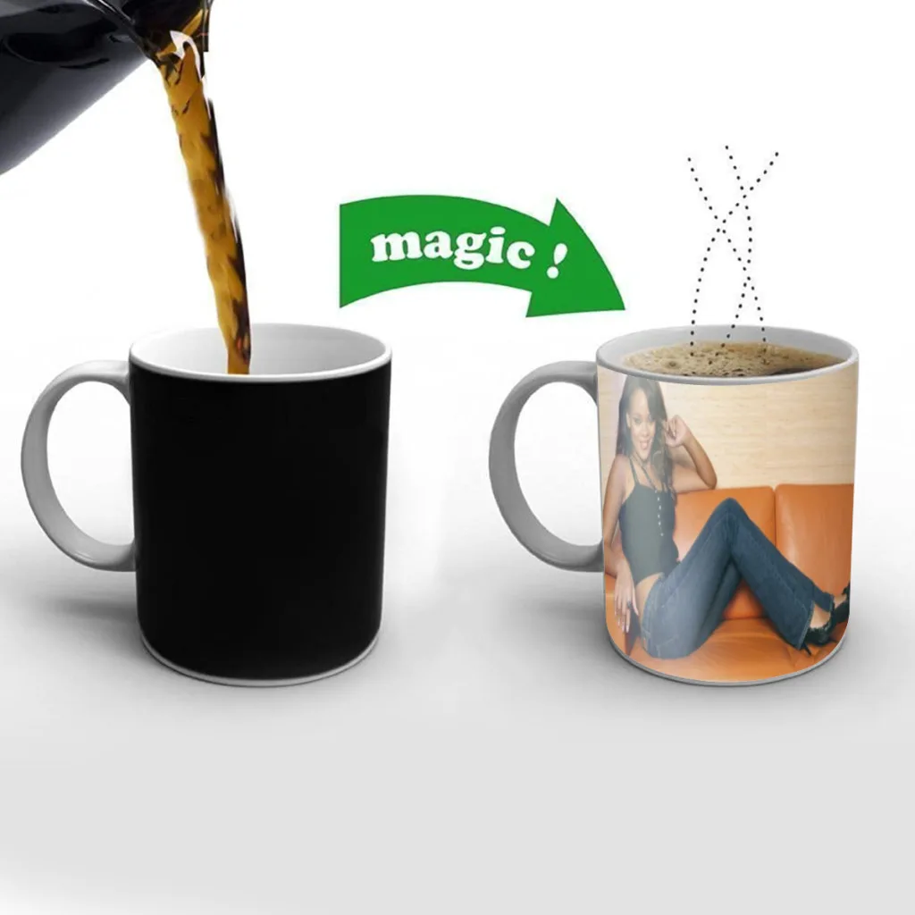 Бесплатная доставка новая волшебная кружка Singer R-RIHANNA меняющая цвет для кофе и чая