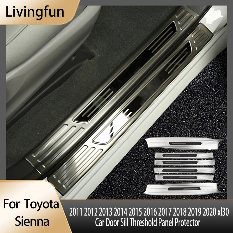 Протектор пороговой панели автомобильной двери Livingfun для Toyota Sienna 2011 2012 2013 2014 2015 2016