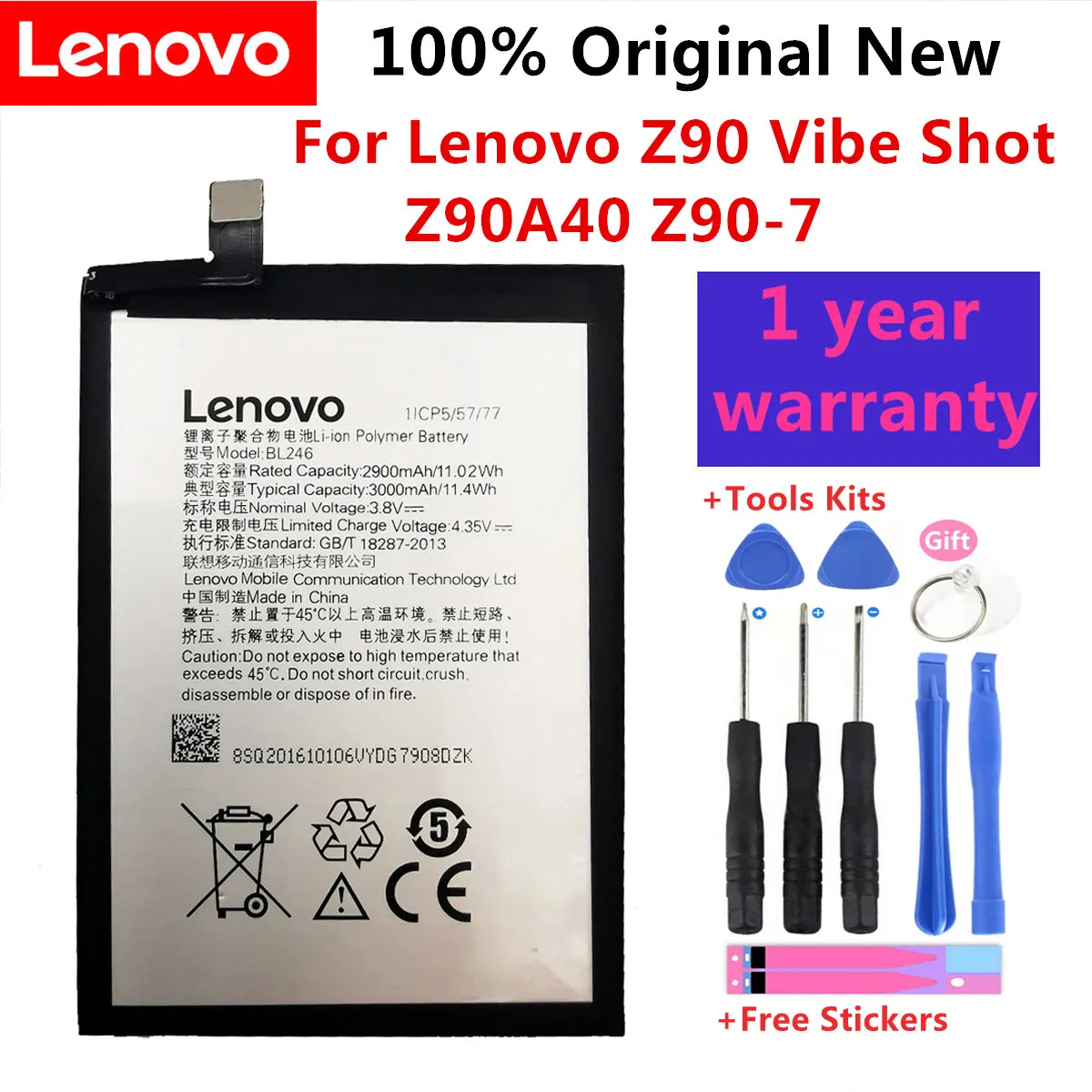 

100% Original Tested 3000mAh BL246 Battery for Lenovo Vibe Shot Vibe Z90 Z90-3 Z90-7 z90a40 MAX phone BL246 Battery Replacement