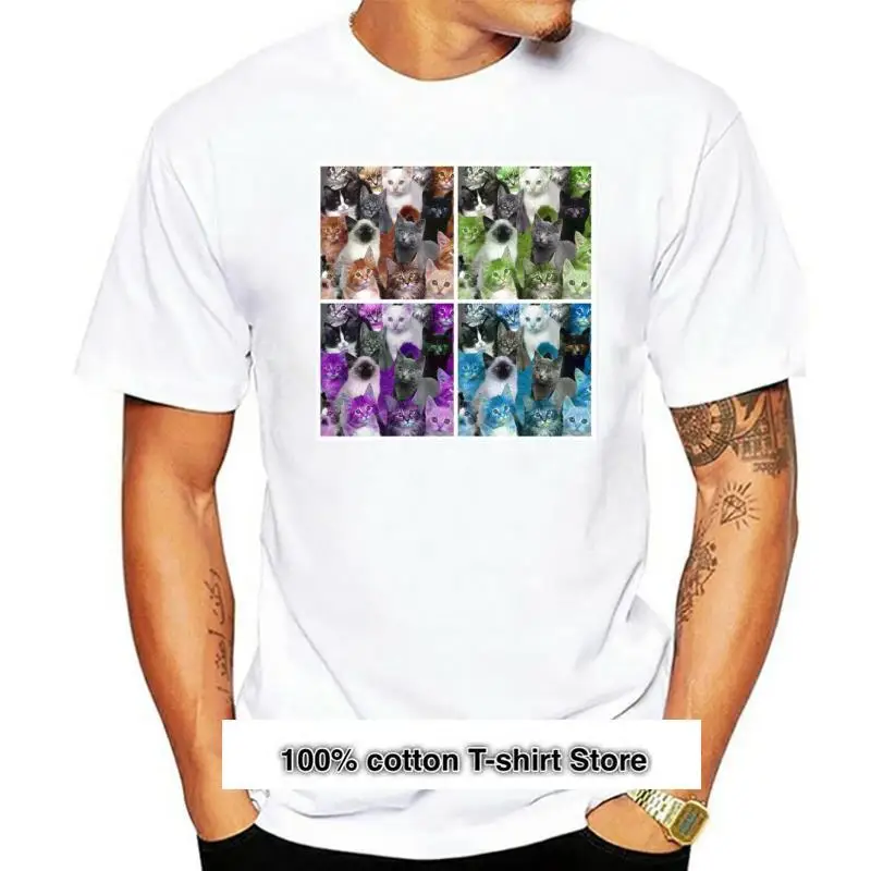 

Camiseta Pop Art Cats Camiseta clásica de manga corta con cuello redondo para hombre, disponible en varios tamaños y colores