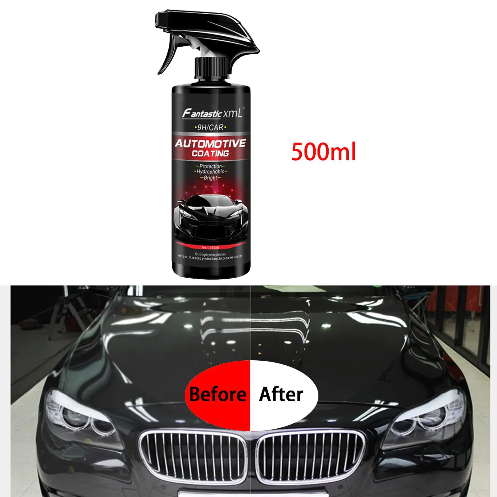 

500ml Car Ceramic Nano Crystal Liquid Polish Spray Waterless , Hydrophobic and Dirt Repellent 9H , Protective Top Coat Spray