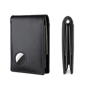 RFID Blocking Men's Credit Card Holder Genuine Leather Wallet for Men Money Clip Minimalism Airtag Wallet Card Holder 1