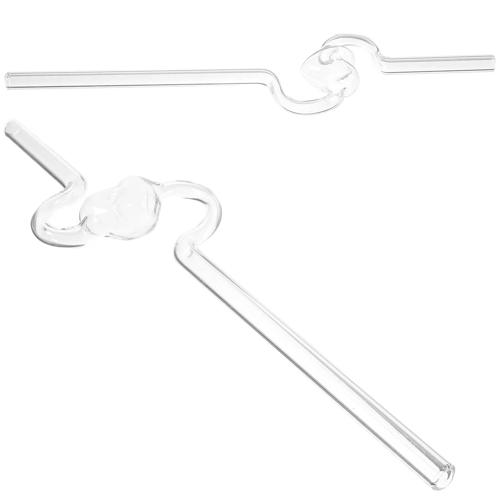 

2pcs Clear Glass Straws Curved Drinking Sucking Pipes Household Novel Straws Party Favors