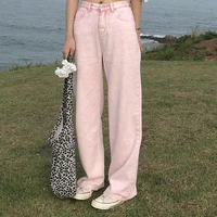 women 2021 y2k harajuku thin wide leg casual trousers womens jeans with belt pink retro high waist temperament wide leg pants
