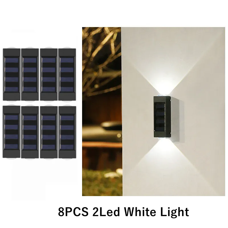 

Solar Wall Light 8Pcs Outdoor Solar LED Waterproof Sensor Lamp Up And Down Luminous Decoration Light Garland Lights Streetlights