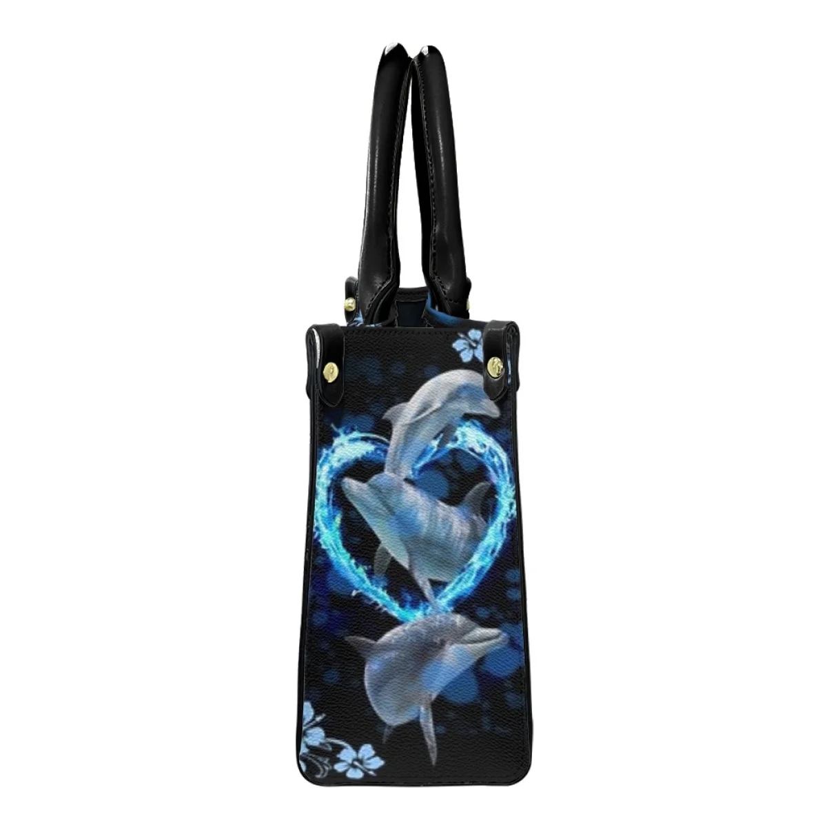 Belidome Blue Dolphin Floral Design Luxury Pureses and Handbags For Womens Top Handle Satchel Shoulder Bags Messenger Tote Bag