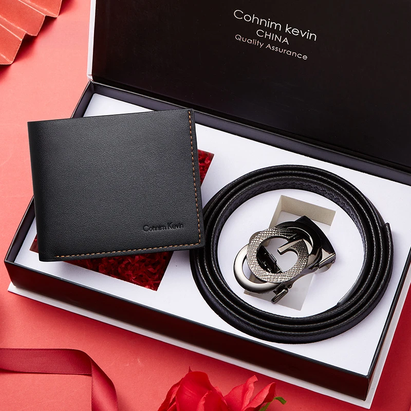 Мужской дизайнерский кошелек с ремнем и автоматической пряжкой набор кошельков