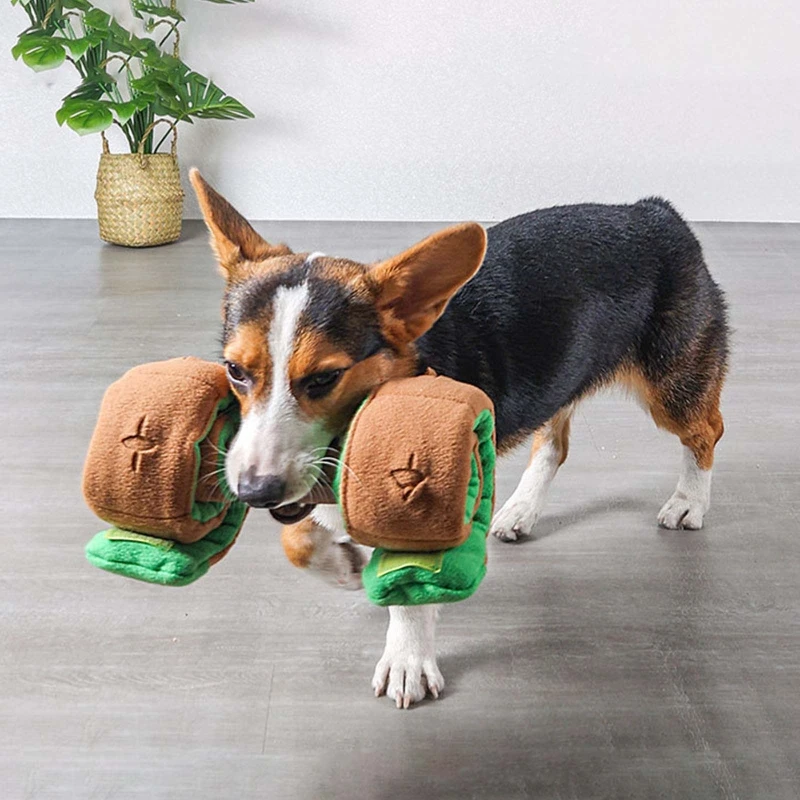 

Pet Dog Snuffle Plush Dispensing Stuffed Dumbbel Calm Down Toy Prevent Obesity