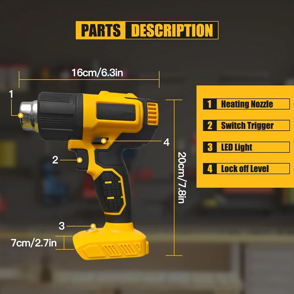 Беспроводной тепловой пистолет для Dewalt аккумулятор 18 В фен Makita В/21