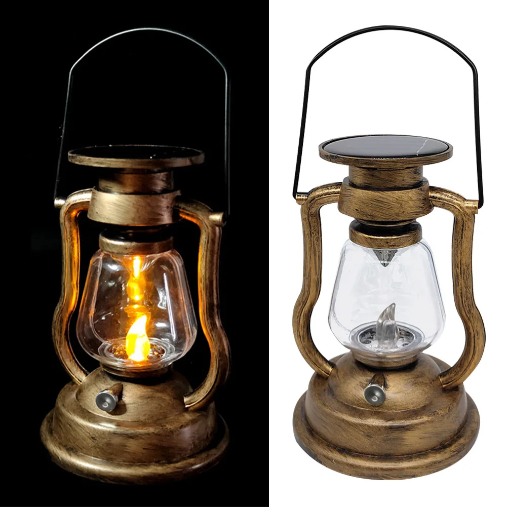 

Candle Light Home Decor Led Garden Gift Outdoor Camping Portable PP Night Waterproof Hanging Solar Lamp Multifunctional Vintage