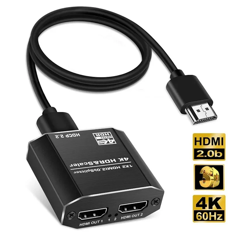 1 дубликат к 2 HDMI дисплеям 4K @ 60 Гц сплиттер в выход со скалярным высокоскоростным