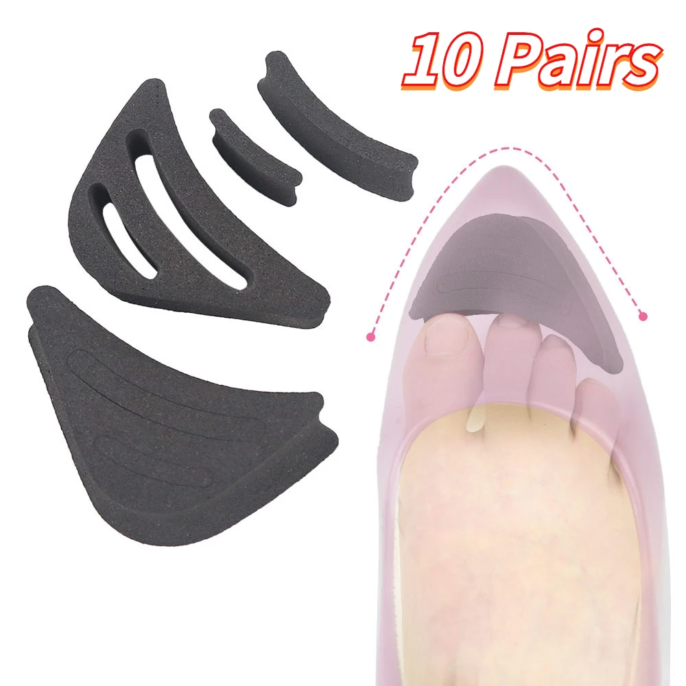 

10 Pairs Women High Heel Half Forefoot Insert Toe Plug Cushion Pain Relief Protector Big Shoes Toe Front Filler Adjustment Solid