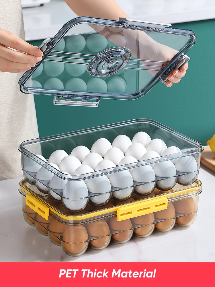 

Food Storage Kitchen organizer Container PET Seal Stable Cans For Fridge High-capacity Fresh Eggs Vegetable Fruit Storage Box