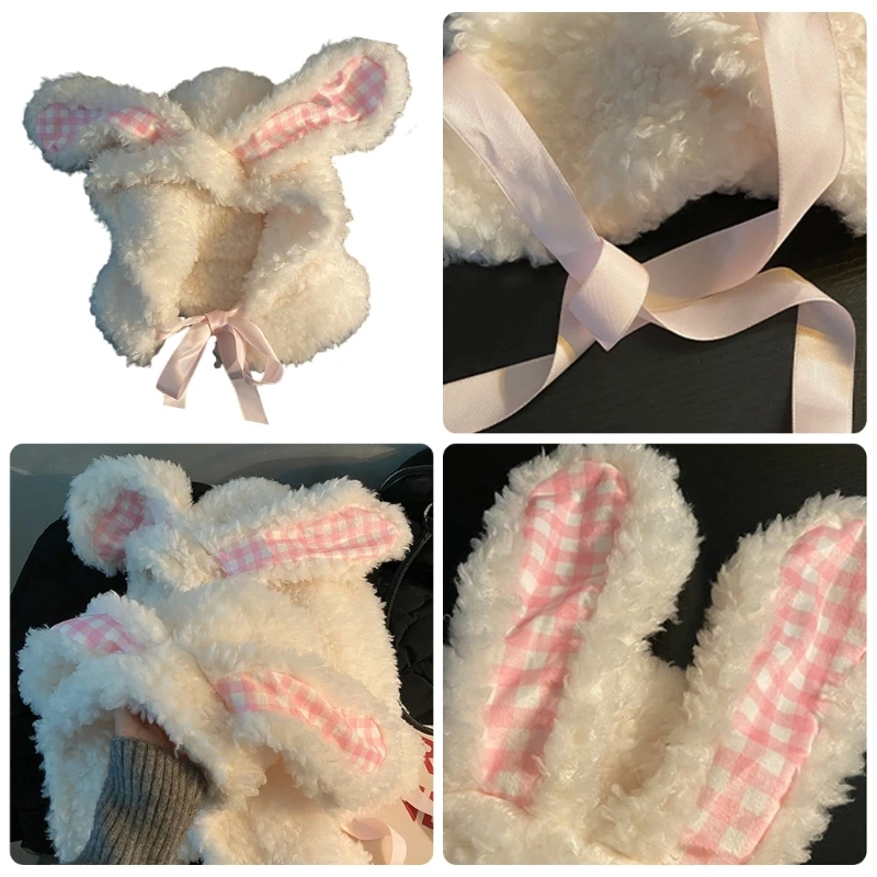 Женская утепленная шапка с пушистыми кроликами для скалолазания катания на