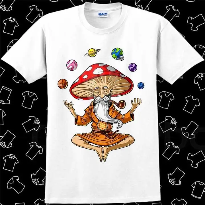 Будда планета Йога Медитация телефон волшебный гриб Вселенная Топ Футболка