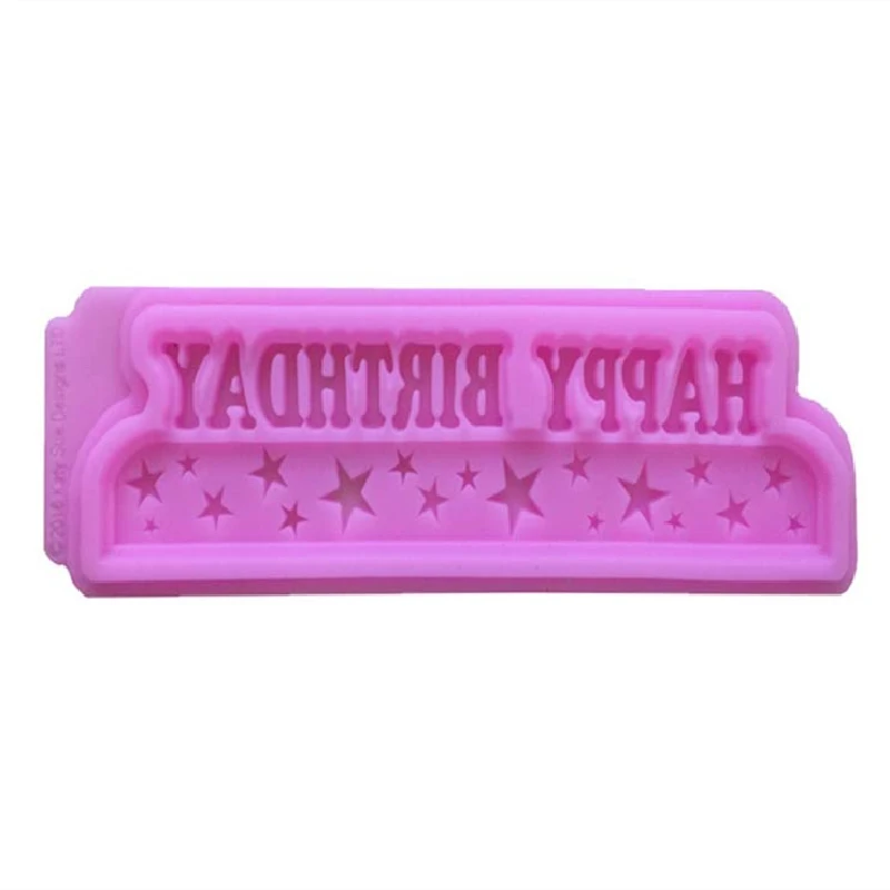 

Happy birthday star shape decoration liquid silicone fondant baking cake mold M106