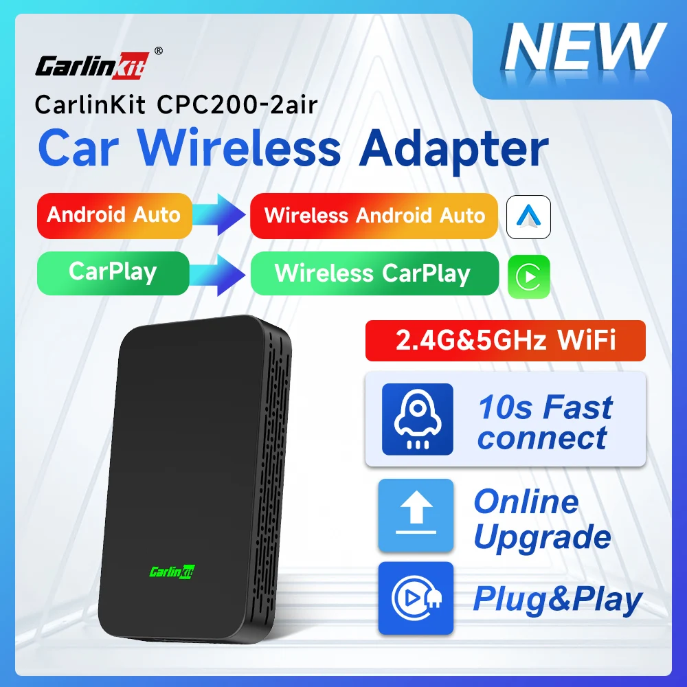 

2air CarlinKit 5.0 Wireless Apple CarPlay Wireless Android Auto Box 2.4G&5.8Ghz WiFi BT Connect Plug&Play For Wired AA CP Cars