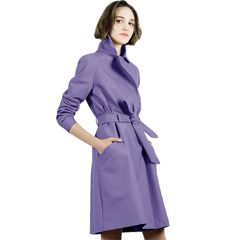 Весенняя Новинка фиолетовая атмосферная ветровка в британском стиле длиной до