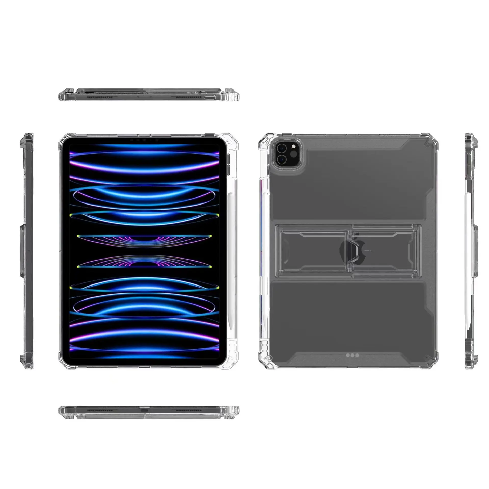 

For Apple iPad Pro 12 9 Case 2022 2021 2020 2018 Transparent Stand Cover For ipad pro 12.9 inch cases with Pencil Holder Funda