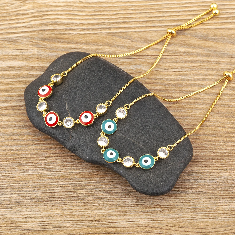 Новое поступление браслет-цепочка Nidin с круглым цирконом 3 цвета Фатима