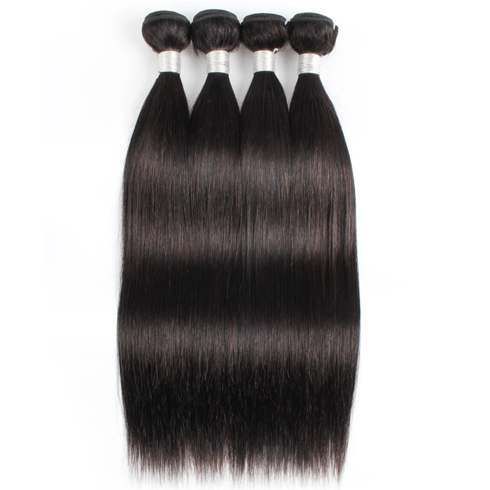Gemlong 4 Bundles/Lot Straight Remy Brazilian Human Hair Bundle Natural Color Double Weft Extensions 400g For Full Head