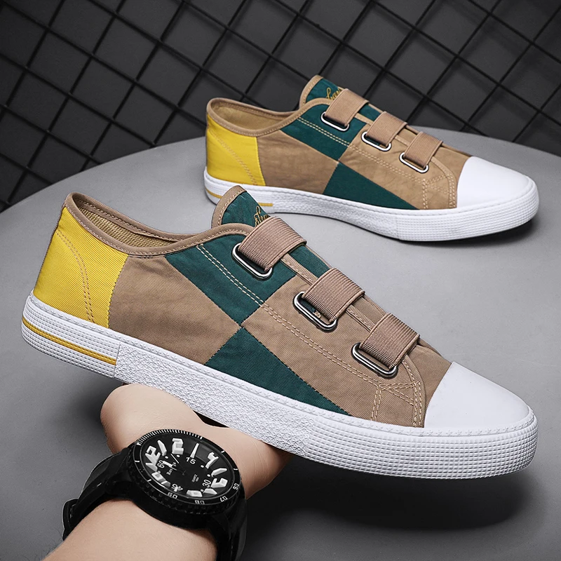 

2022 Spring Autumn New Concise Style Men's Vulcanize Shoes Mixed Colors Shallow Casual Flat Canvas Shoes Comfortable for Daily