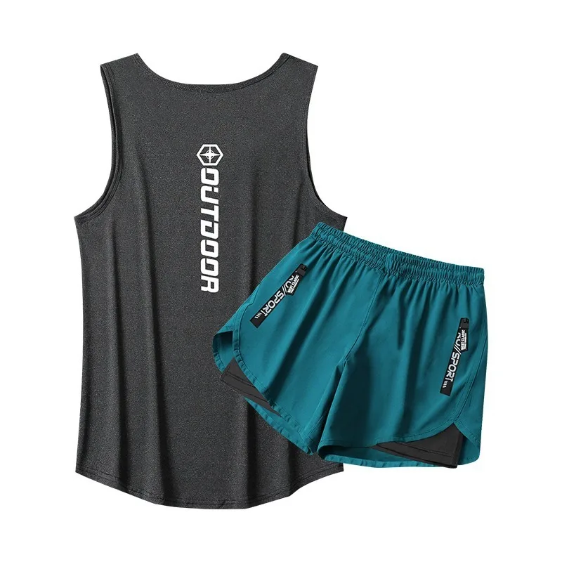 Костюм спортивный мужской из вискозы уличный костюм для марафона майка и шорты