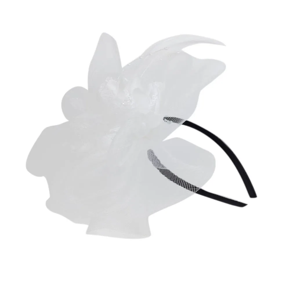 

Женская сетчатая шляпа с лентами и перьями